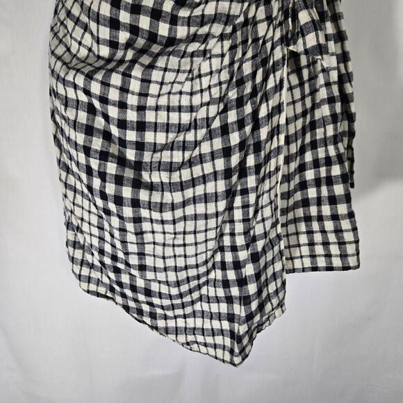 Free People Nodia Check Wrap Dress Tie Side Cotton Lined Plaid 8 Beach Boho - Picture 5 of 10